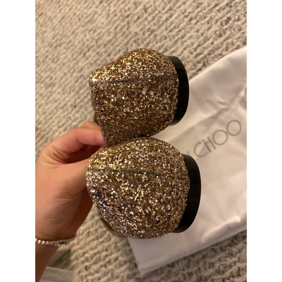 Jimmy Choo Alina Coarse Glitter Fabric Pointed Toe Flats - Picture 7 of 11